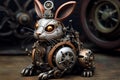 Steampunk Easter rabbit. Generate ai