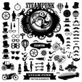 Steampunk elements. Vector labels and icons.