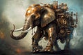 Steampunk elephant. Generate Ai