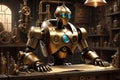 Steampunk-esque Robot: Intricate Gears and Pistons Visible beneath a Transparent Chest Plate - Mechanical Marvel in 3D Render