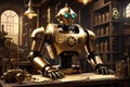 Steampunk-esque Robot: Intricate Gears and Pistons Visible beneath a Transparent Chest Plate - Mechanical Marvel in 3D Render