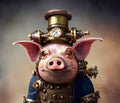 Steampunk Farm Pig, Retro Technology