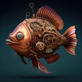 Steampunk fish. AI art generated