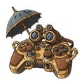Steampunk Game Controller with Goggles and Umbrella Royalty Free Stock Photo