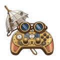 Steampunk Game Controller with Goggles and Umbrella Royalty Free Stock Photo