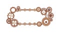 Steampunk Gear & Cog Rectangular Frame Design, vector design Generative AI Royalty Free Stock Photo