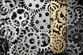 Steampunk gears background in silver and gold color.