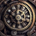 Steampunk Gears and cogs on a door lock Ai Generated Royalty Free Stock Photo