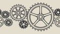 Steampunk Gears and Cogs Pattern, Industrial Design and Mechanical Art, vector design Generative AI Royalty Free Stock Photo