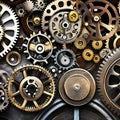 996 Steampunk Gears: A steampunk-inspired background featuring gears, cogs, and mechanical elements in metallic and vintage colo Royalty Free Stock Photo