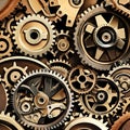 996 Steampunk Gears: A steampunk-inspired background featuring gears, cogs, and mechanical elements in metallic and vintage colo Royalty Free Stock Photo