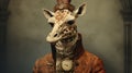 Steampunk Giraffe: A Photorealistic Portraiture Of A Quirky Clockpunk Character