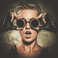 Steampunk girl with googles Royalty Free Stock Photo
