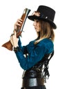 Steampunk girl with rifle.