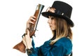 Steampunk girl with rifle.