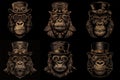 Steampunk Gorilla. Stylish Costume with Hat and Goggles