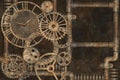 Steampunk grunge background, elements on rusty background