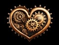 Steampunk heart with cog wheels and gears on black