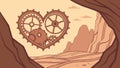 Steampunk Heart Gears in Cave Environment Vector Art, vector design Generative AI Royalty Free Stock Photo