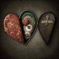 Steampunk Heart Locket on grunge background Royalty Free Stock Photo