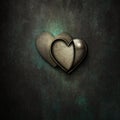 Steampunk heart locket empty on grunge background Royalty Free Stock Photo