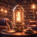 Steampunk Heater: Miniature Marvel for Chilly Days Royalty Free Stock Photo