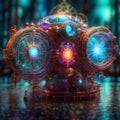 Steampunk Illuminated Time Machine Royalty Free Stock Photo