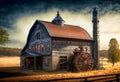 Steampunk Industrial Farm, barn Background