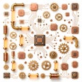 steampunk circuit board with copper gears Royalty Free Stock Photo