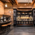 A steampunk-inspired coffee bar with vintage coffee machines, industrial piping, and gear decorations3, Generative AI