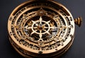 a steampunk-inspired compass with intricate internal mechanisms visible. Royalty Free Stock Photo