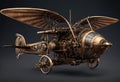 a steampunk-inspired flying machine with detailed mechanical wings. Royalty Free Stock Photo