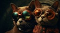 Steampunk-inspired Movie Star Cats In Big Glasses