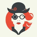 Steampunk lady with a sailor bowler hat