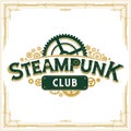 Steampunk logotype design victorian era cogwheels club logo vector insignia poster great for banner or party invitation Royalty Free Stock Photo