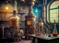 Steampunk Mad Scientist Laboratory Background Royalty Free Stock Photo