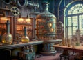 Steampunk Mad Scientist Laboratory Background Royalty Free Stock Photo