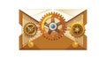 Steampunk Mail: Envelope with Gears Vector Graphic, vector design Generative AI Royalty Free Stock Photo