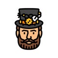 steampunk male avatar color icon vector illustration Royalty Free Stock Photo