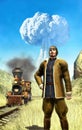 Steampunk man and atomic war
