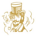 Steampunk man in top hat and glasses with the beard Royalty Free Stock Photo