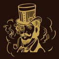 Steampunk man in top hat and glasses with the beard Royalty Free Stock Photo