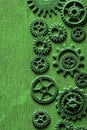 Steampunk mechanical cogs gears wheels green Royalty Free Stock Photo