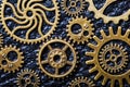 Steampunk mechanical cogs gears wheels on leather background Royalty Free Stock Photo