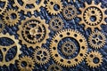 Steampunk mechanical cogs gears wheels on leather background Royalty Free Stock Photo