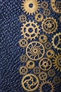 Steampunk mechanical cogs gears wheels on leather background Royalty Free Stock Photo