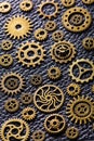 Steampunk mechanical cogs gears wheels on leather background Royalty Free Stock Photo