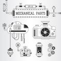 Steampunk mechanical parts vector illustration. Royalty Free Stock Photo