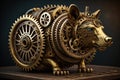 Steampunk mechanism with gears and cogwheels. ai generative