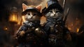 Steampunk Military Cats A Fantasy Scene of Feline Soldiers in 3D Rendering Ai generated